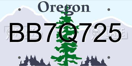BB7Q725 Oregon License Plate