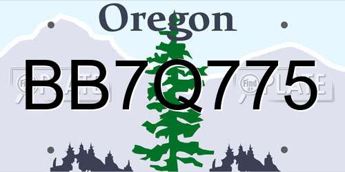 BB7Q775 Oregon License Plate