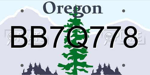 BB7Q778 Oregon License Plate