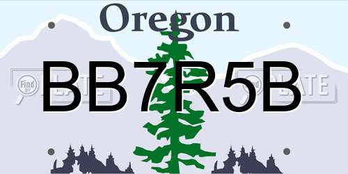 BB7R5B Oregon License Plate