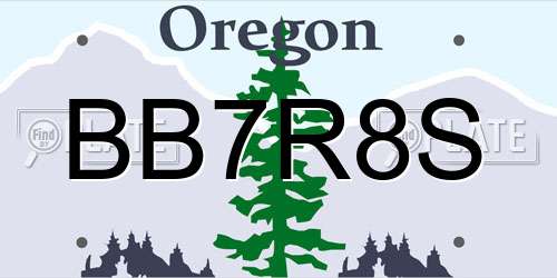 BB7R8S Oregon License Plate