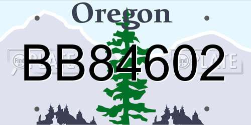 BB84602 Oregon License Plate