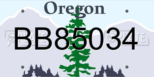 BB85034 Oregon License Plate