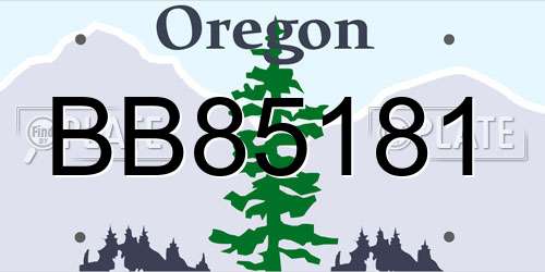BB85181 Oregon License Plate