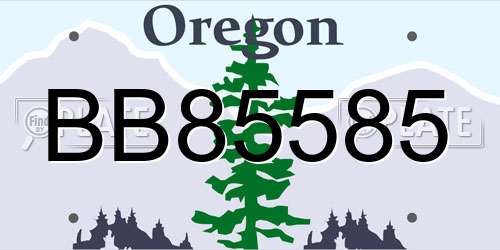 BB85585 Oregon License Plate