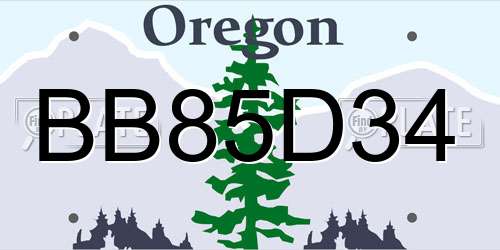 BB85D34 Oregon License Plate