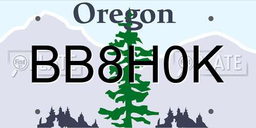 BB8H0K Oregon License Plate