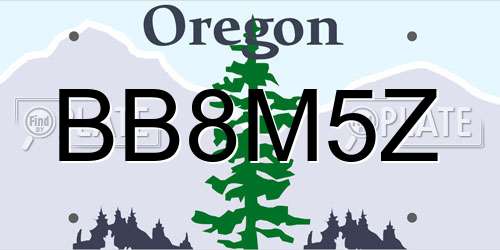 BB8M5Z Oregon License Plate
