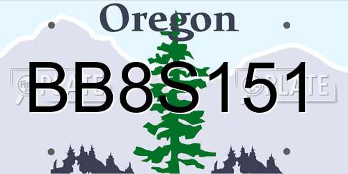 BB8S151 Oregon License Plate