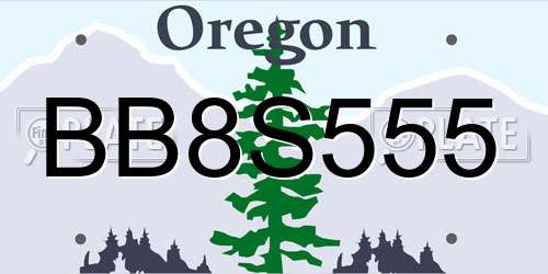 BB8S555 Oregon License Plate