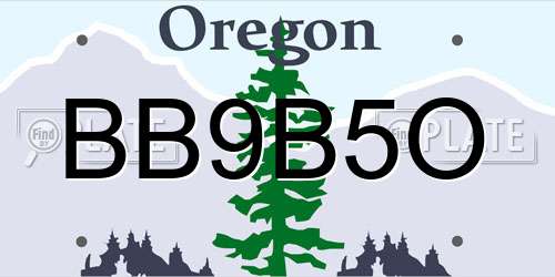 BB9B5O Oregon License Plate