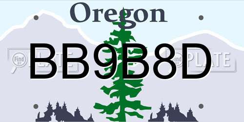 BB9B8D Oregon License Plate