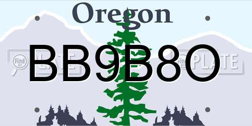 BB9B8O Oregon License Plate