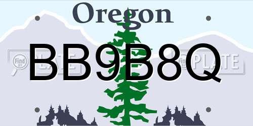 BB9B8Q Oregon License Plate