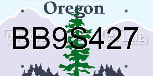 BB9S427 Oregon License Plate