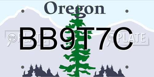 BB9T7C Oregon License Plate