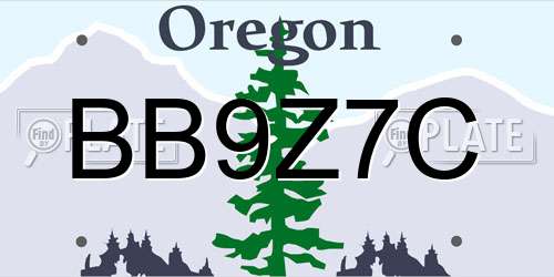 BB9Z7C Oregon License Plate