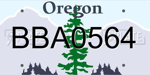 BBA0564 Oregon License Plate