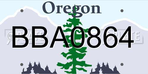 BBA0864 Oregon License Plate