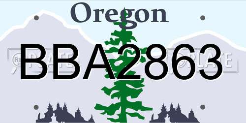 BBA2863 Oregon License Plate