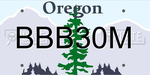 BBB30M Oregon License Plate