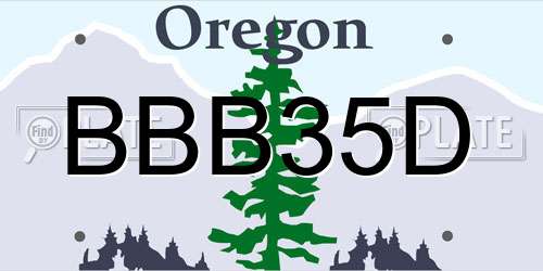 BBB35D Oregon License Plate
