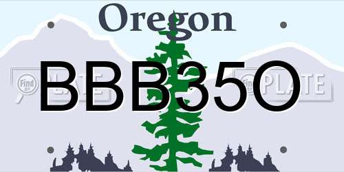 BBB35O Oregon License Plate