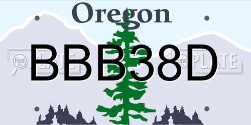 BBB38D Oregon License Plate