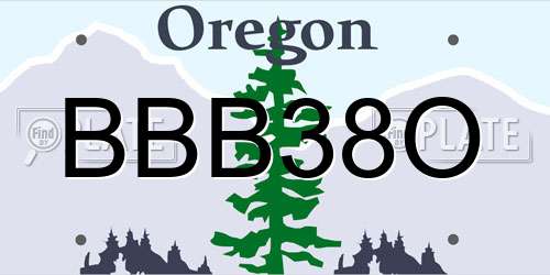 BBB38O Oregon License Plate