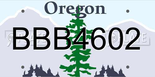 BBB4602 Oregon License Plate