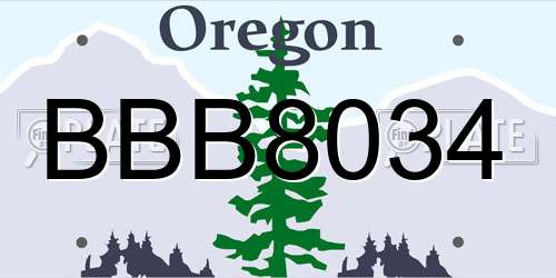 BBB8034 Oregon License Plate