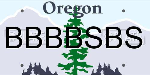BBBBSBS Oregon License Plate