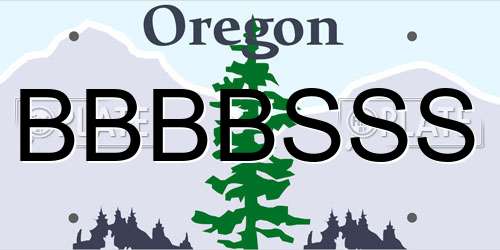 BBBBSSS Oregon License Plate