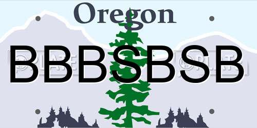 BBBSBSB Oregon License Plate