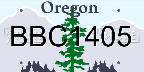 BBC1405 Oregon License Plate