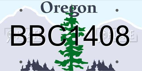 BBC1408 Oregon License Plate