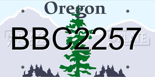 BBC2257 Oregon License Plate