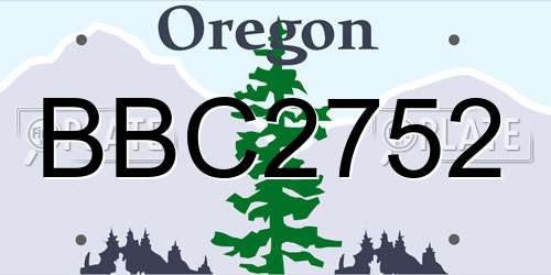 BBC2752 Oregon License Plate