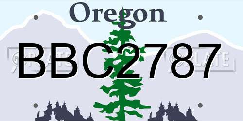 BBC2787 Oregon License Plate