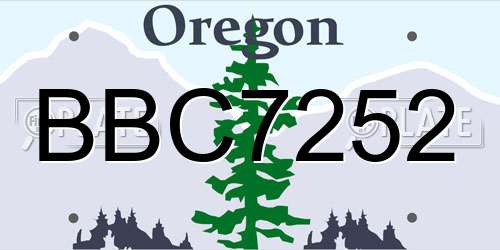 BBC7252 Oregon License Plate