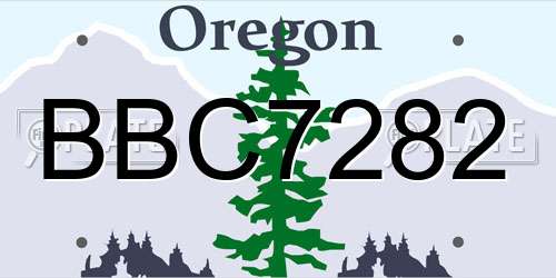BBC7282 Oregon License Plate
