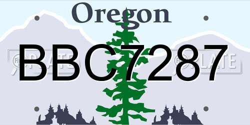 BBC7287 Oregon License Plate