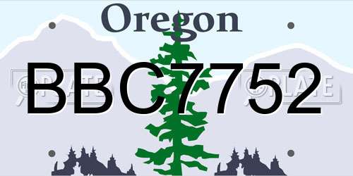 BBC7752 Oregon License Plate