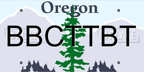 BBCTTBT Oregon License Plate