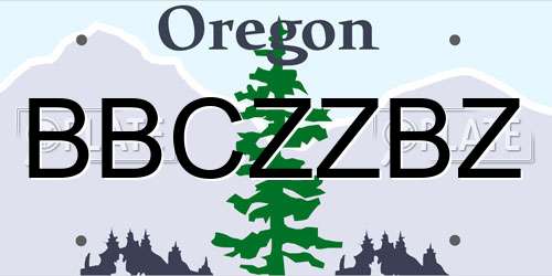 BBCZZBZ Oregon License Plate