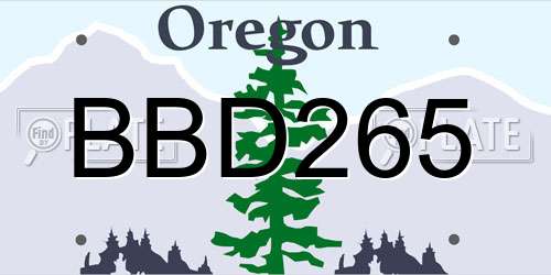 BBD265 Oregon License Plate