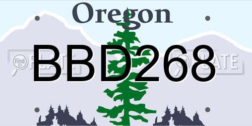 BBD268 Oregon License Plate