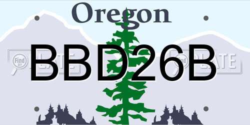 BBD26B Oregon License Plate