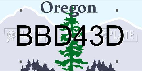 BBD43D Oregon License Plate