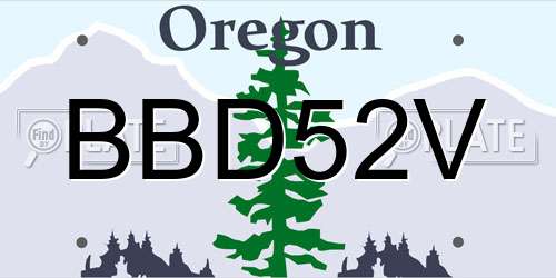 BBD52V Oregon License Plate